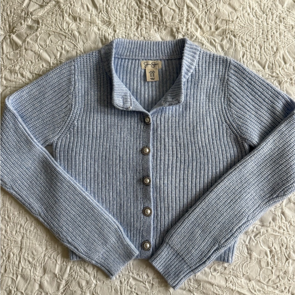 Jessica Simpson Light Blue Ribbed Cardigan